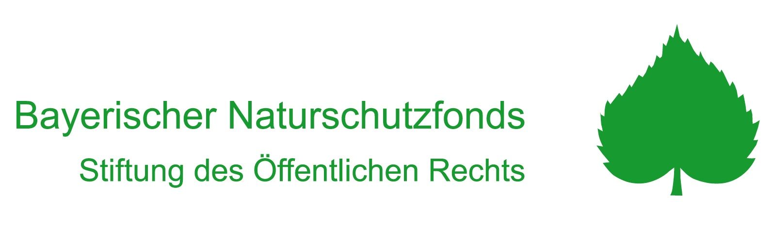 Logo des Naturschutzfonds in grüner Schrift und grünem Lindenblatt an der Seite. Text: Bayerischer Naturschutzfond Stiftung des öffentlichen Rechts.