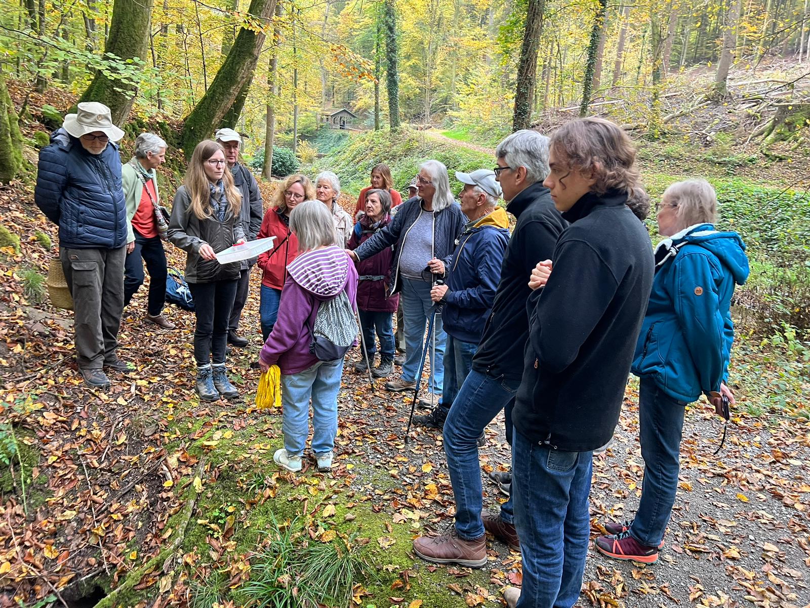 Eine Gruppe Menschen steht auf einem Weg im Kaskadental.